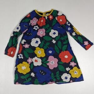 Mini Boden Navy Floral Long Sleeve Dress Girls Sz 6-7y Play Daycare
